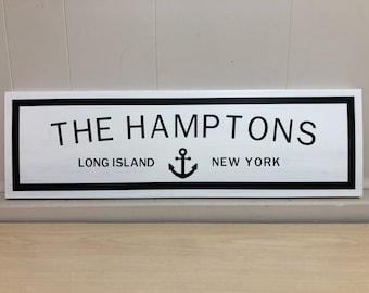 The Hamptons Sign, Long Island New York, Rustic Beach Decor
