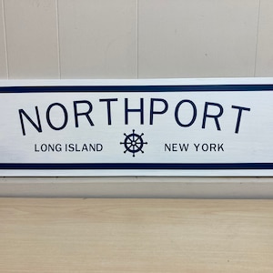 Northport Wood Sign, Long Island, New York, rustic beach decor