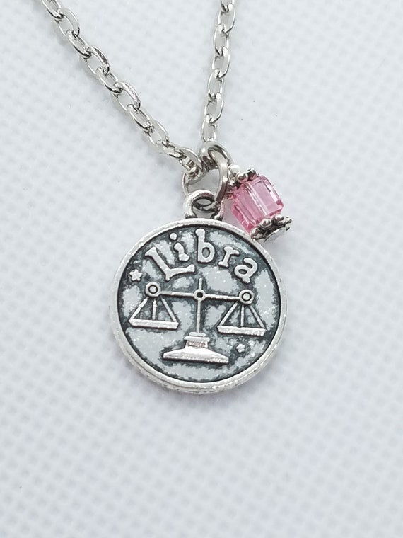 Silver Zodiac Libra Necklace With 