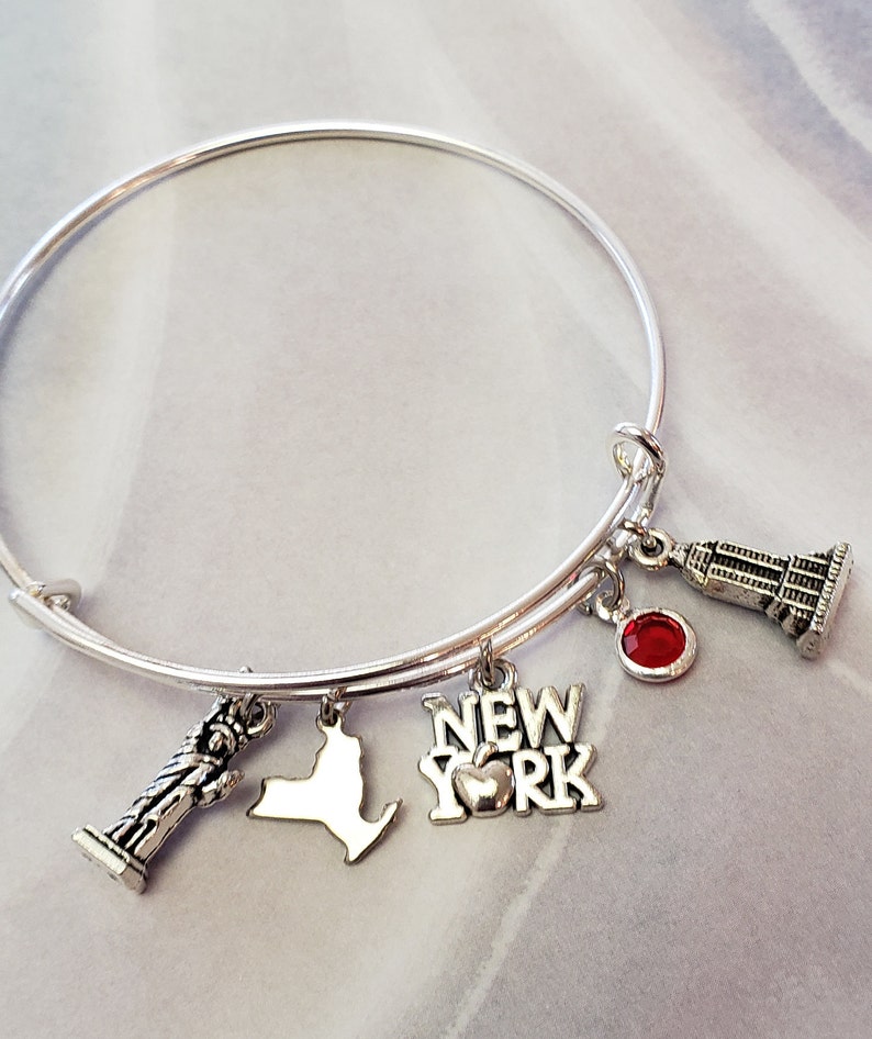 New York Charm Bracelet Statue of Liberty Empire State Etsy