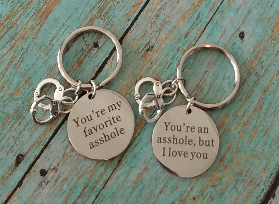 Matching Fun Keychains Set Of Two Keychains Handcuffs Etsy