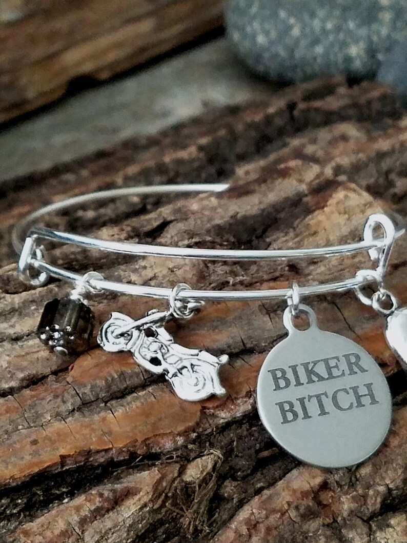 Biker Bitch Pendant, Biker Babe, Biker Bracelet, Motorcycle Bike Charm