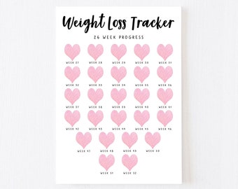 Afdrukbare gewichtsverliestracker 27-52 weken. 5 x digitale wekelijkse gewichtstracker, wekelijks wegen, meettracker. Weight Watchers, SW