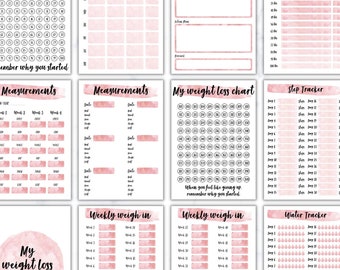 Weight Loss Tracker Printable / Motivational Weight Loss Journal. Digital Weight Loss Chart, Weekly Weight tracker, Digital Weight Loss Pack