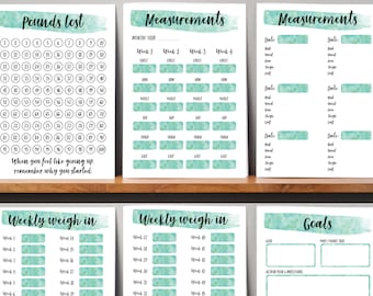 Printable Weight Loss Tracker Journal. Digital Weight Loss Chart, Wkly Weigh In, Measurement Tracker, Goal Setting Weight Watchers Slimming