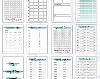 WEIGHT LOSS JOURNAL. Printable Digital Weight Loss Journal. Pounds Lost Weight Loss Chart, Measurements, Food Diary, Weekly Weigh In & More