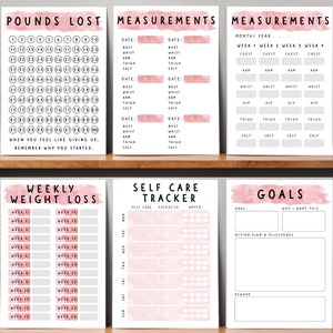 Printable Weight Loss Journal. Digital Weight Loss Tracker, Gewichtsverlust Chart, Wöchentliches Wiegen, Mess-Tracker & Zieleinstellung. llb Kg