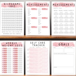 Printable Weight Loss Tracker Digital Weight Loss Journal. 100 Kilograms Kilo Weight Loss Chart Wkly Weigh In Measurement Tracker Goal Habit