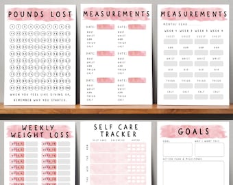 Printable Weight Loss Journal. Digital Weight Loss Tracker, Weight Loss Chart, Weekly Weigh In, Measurement Tracker & Goal setting. llb Kg