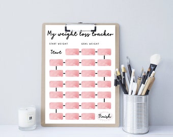 Printable Weekly Weight Loss Tracker (26 wks). Digital Weight Loss Chart, Weight Loss Journal Printable. Weight Watchers, Slimming World