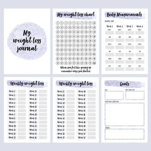 Printable Weight Loss Tracker Journal. Digital Weight Loss Chart, Wkly Weigh In, Measurement Tracker, Goal Setting Weight Watchers Slimming