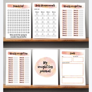Printable Weight Loss Tracker Journal. Digital Weight Loss Chart, Wkly Weigh In, Measurement Tracker, Goal Setting Weight Watchers Slimming