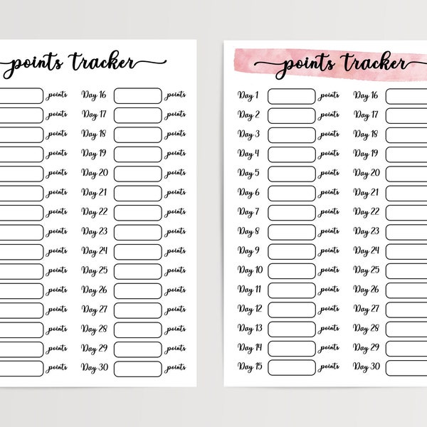 Weight Watchers Point Tracker PRINTABLE. Daily digital WW points tracker - track daily points for accountability & motivation