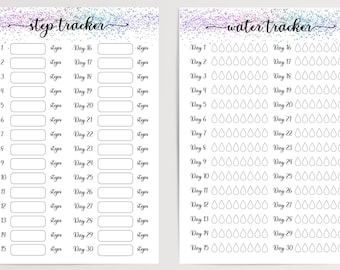 STEP Tracker & WATER Tracker PRINTABLE. Glitter Mermaid Digital Walking Tracker, Hydration Tracker. Goal Setting 10,000 Steps Health Tracker