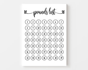 49 Pounds Weight Loss Tracker Printable, Progress Chart (Digital Download PDF)