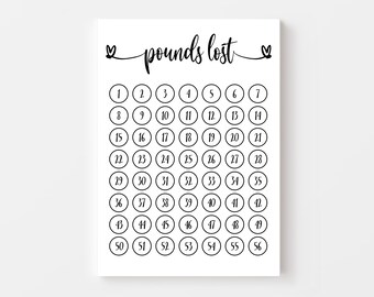 56 lb Pounds Weight Loss Tracker Printable (Digital Download, PDF)