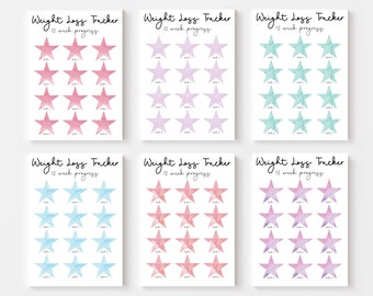 12 Week Star Weight Loss Tracker, Weekly Weigh In (Digital Download)