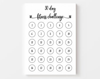 Printable 30 Day Fitness Challenge Chart (Digital Download)