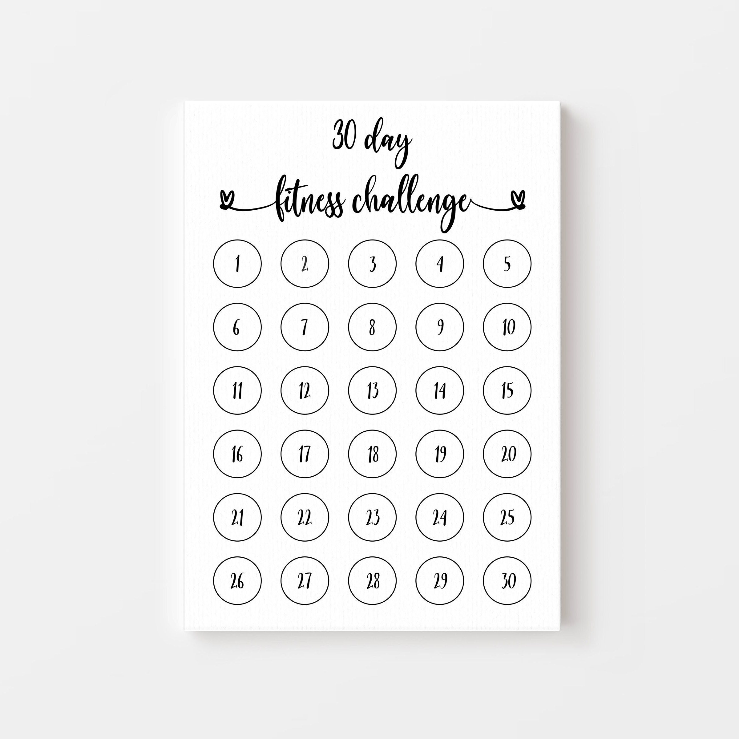 Printable 30 Day FITNESS Challenge Chart. Digital 30 Day Challenge Tracker 30 Day Workout Tracker 30 Day Habit Tracker 30 Day Fitness Log Etsy