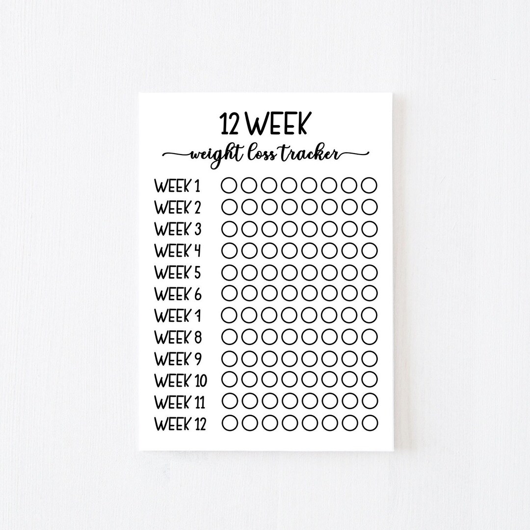 Printable 12 Week Weight Loss Tracker, Accountability Support (digital ...