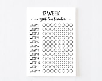 Printable 12 Week Weight Loss Tracker, Accountability Support (Digital PDF)