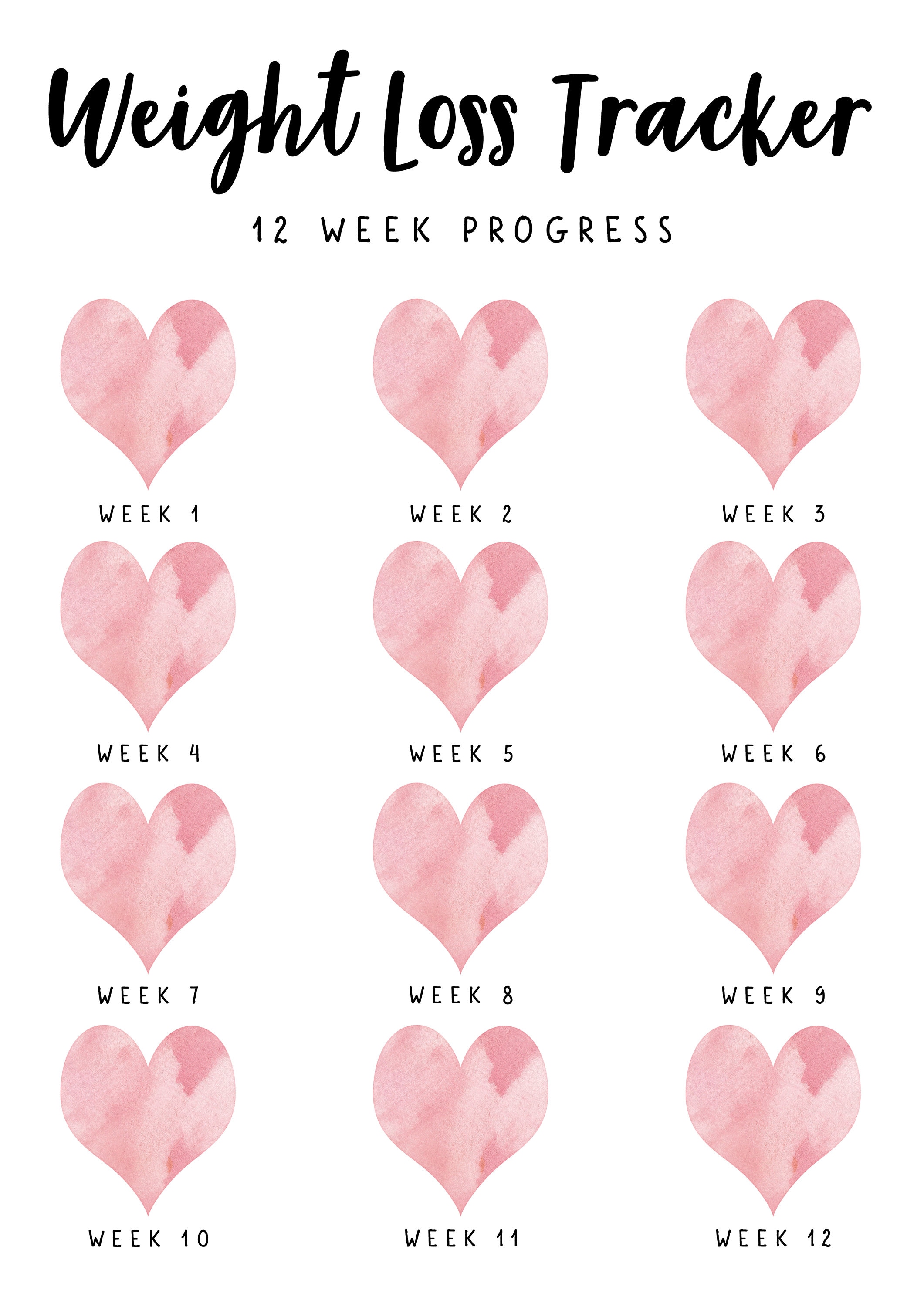 Printable WEIGHT LOSS TRACKER. 5 X Digital Weekly Weight Etsy UK