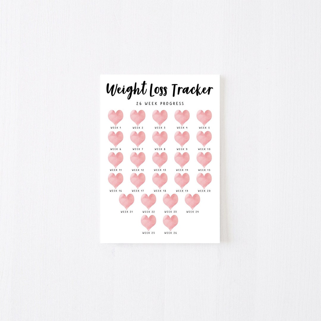 52 Week Printable Weight Loss Tracker. 5 X Digital Weekly Weigh In ...