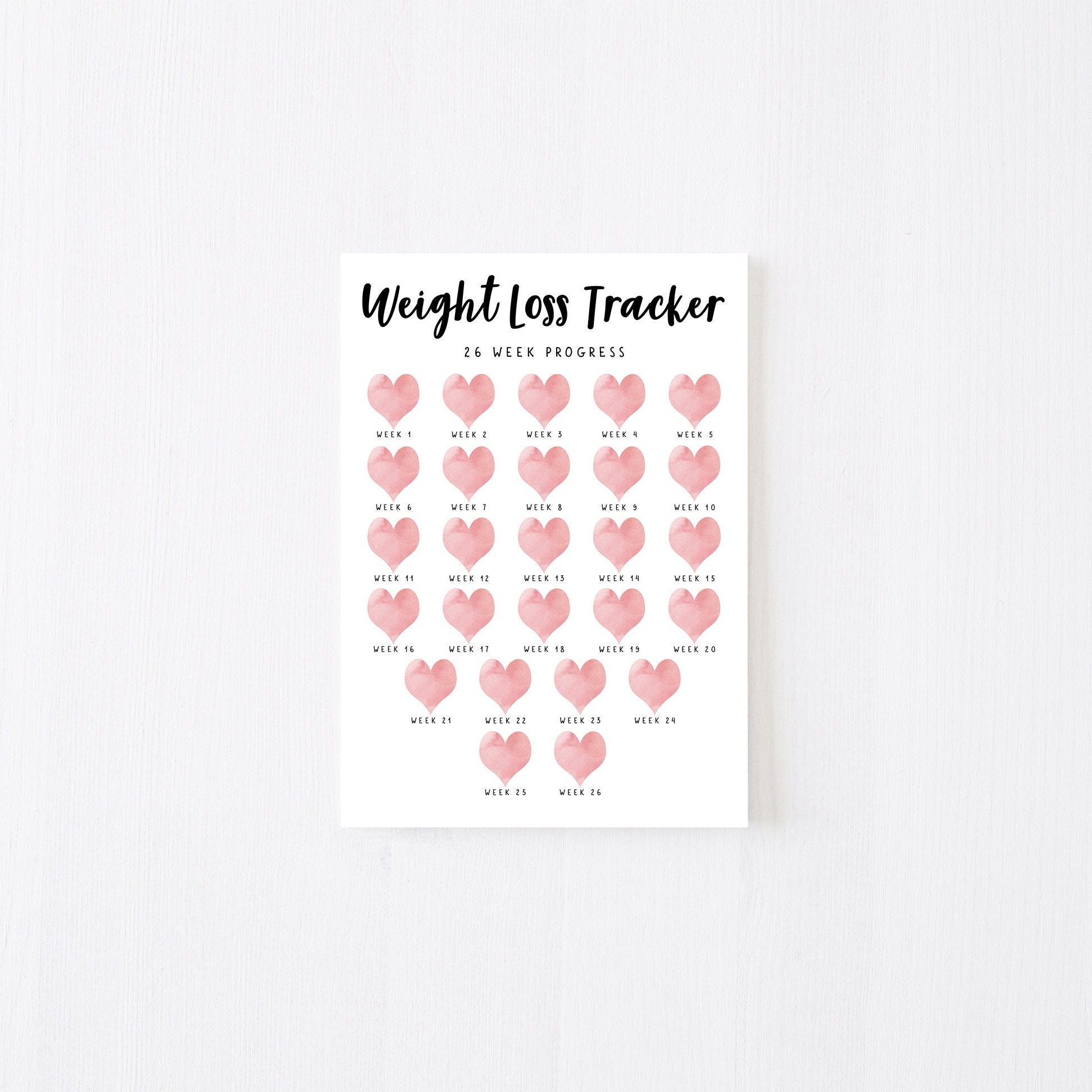 52 Week Printable Weight Loss Tracker. 5 X Digital Weekly - Etsy UK