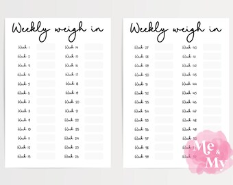 Weekly Weigh-In Tracker, Weight Loss Chart, Printable PDF (A4/A5/US Letter)