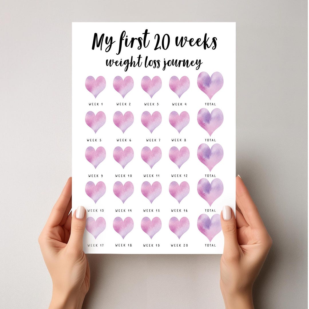 20 Week GLP 1 Journey Tracker. Weekly Weight Loss Tracker, Weekly ...