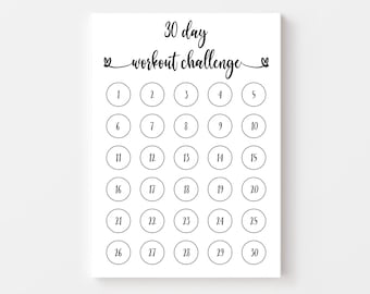 Printable 30 Day Workout Challenge Tracker (Digital Download)