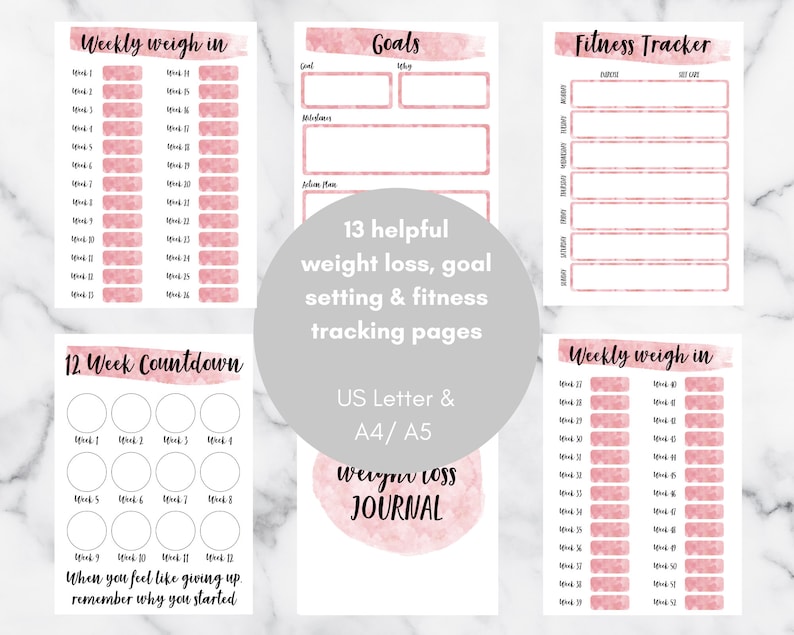 Weight Loss Journal. Printable Digital Weight Loss Journal. Etsy