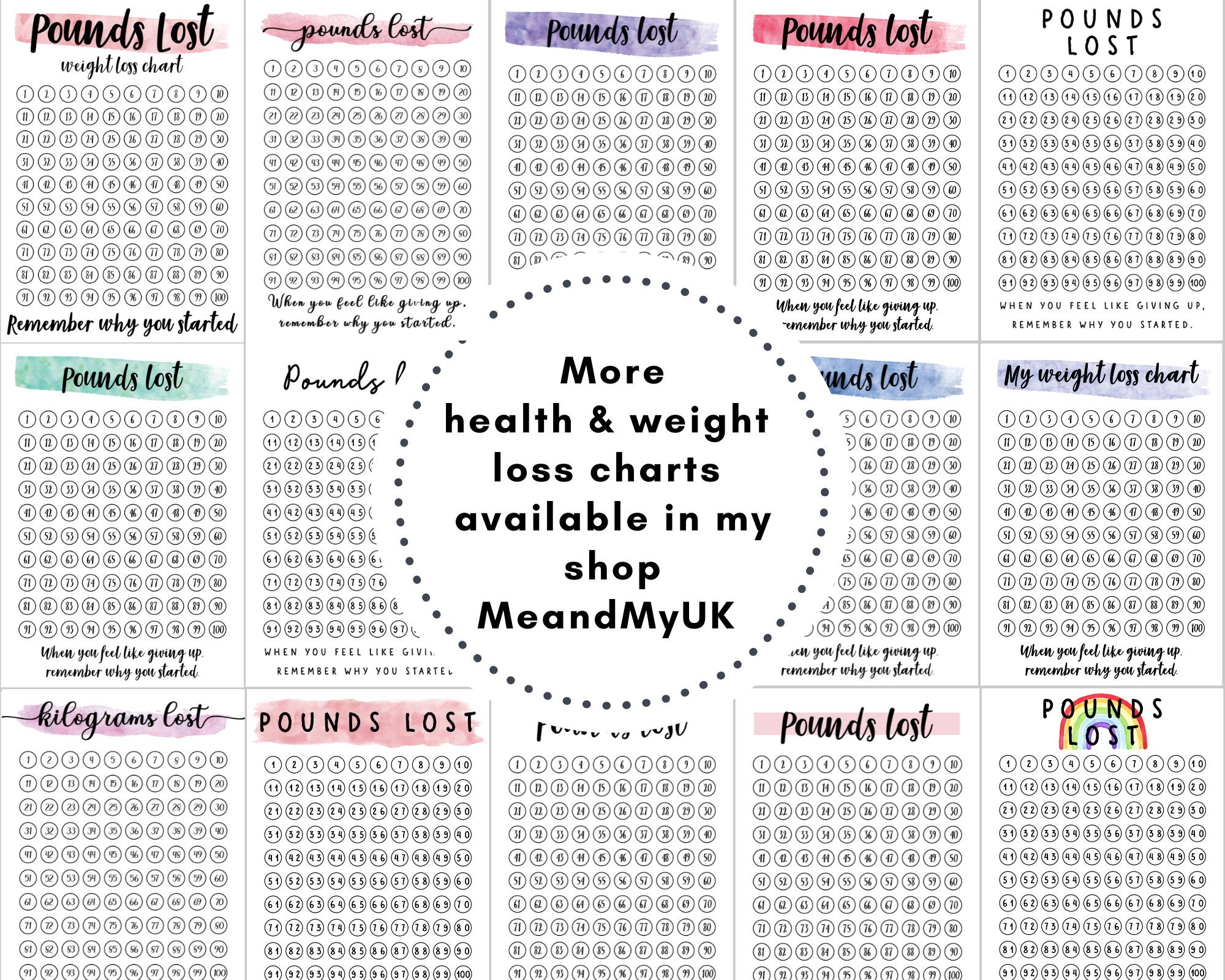Grafico Di Perdita Di Peso Stampabile Su Tre Pietre / 42 Libbre / 3 / Pretty Goal Tracker / Dieta / Dieta / Osservatori Di Peso / Mondo Dimagrante - Foto 3
