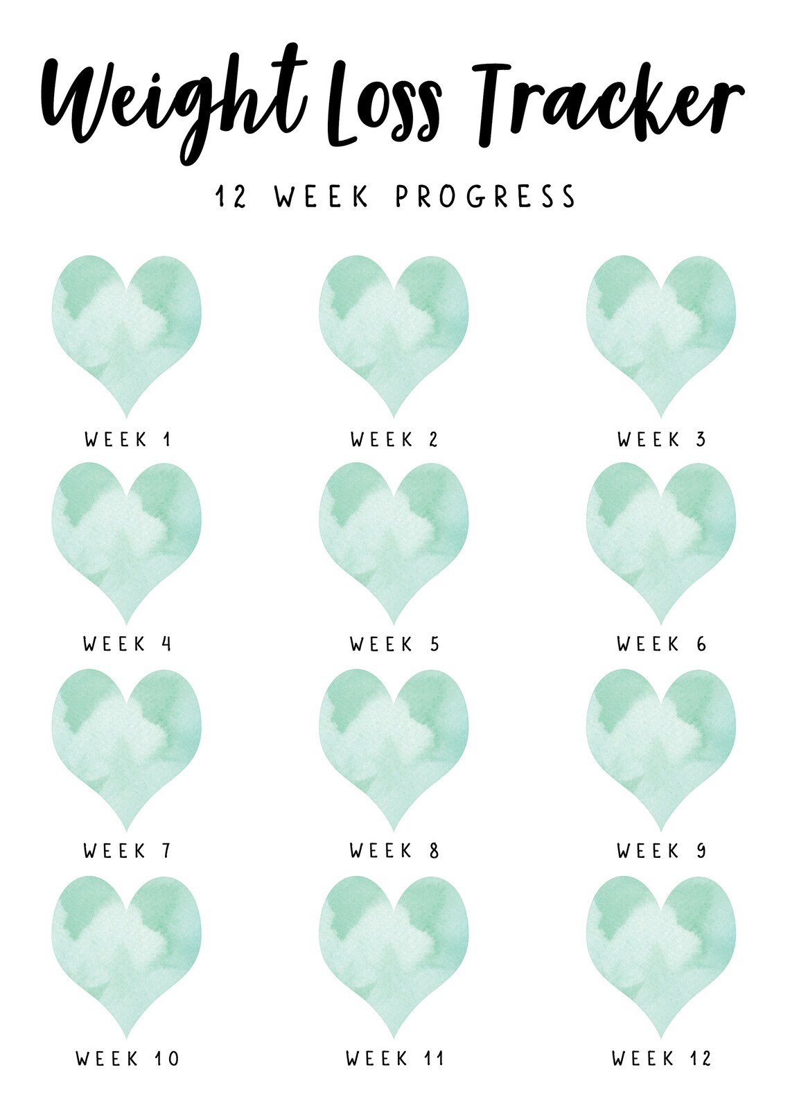 Printable WEIGHT LOSS TRACKER. 5 X Digital Weekly Weight Tracker ...