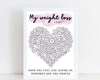 Printable Weight Loss Tracker Heart  5 Stone 70 lbs. Digital Weight Loss Jar Pounds Lost Progress Motivation Weight Watchers Slimming World