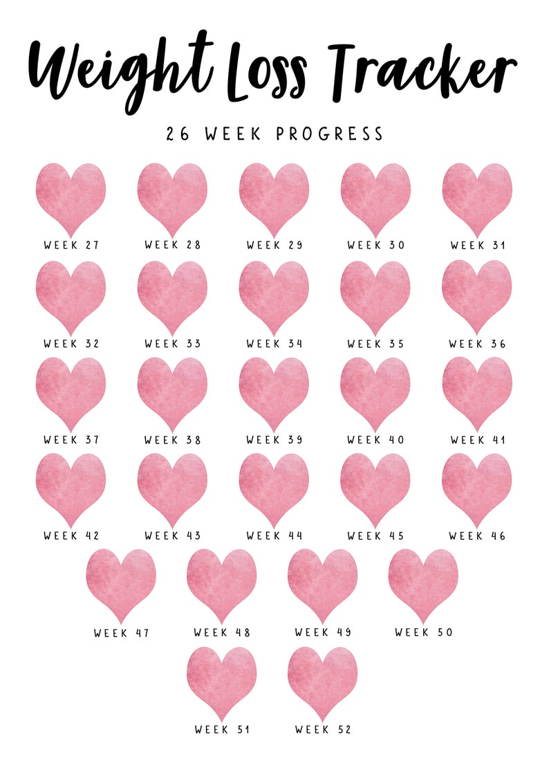 52 Week Printable Weight Loss Tracker. 5 X Digital Weekly - Etsy UK