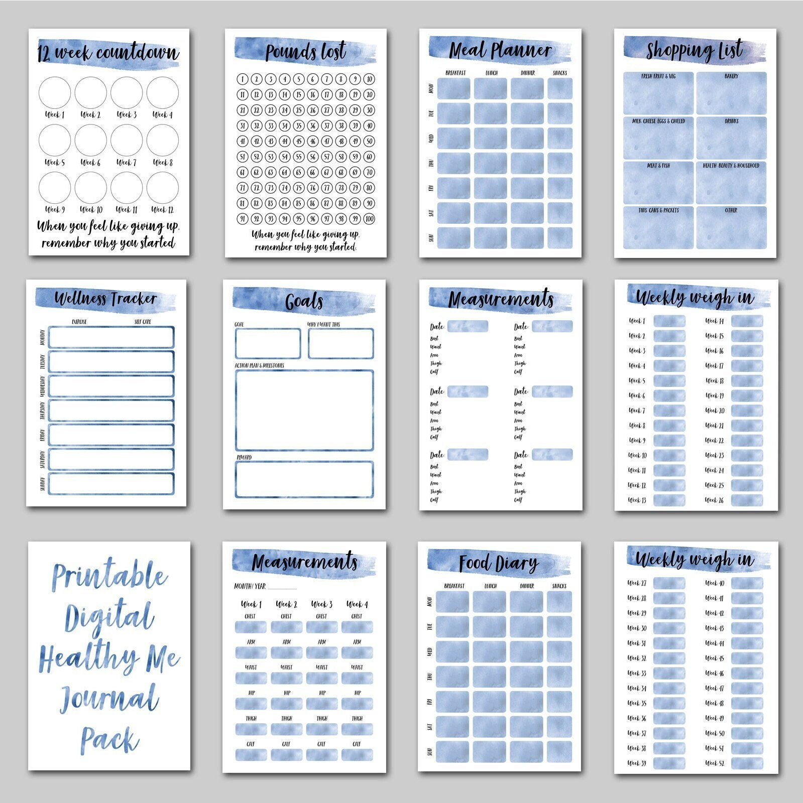 Weight Loss Journal. Printable Digital Weight Loss Journal. Etsy