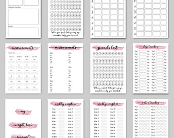 WEIGHT LOSS JOURNAL - Pounds. Printable Digital Weight Loss Journal. Weight Loss Chart, Measurements, Weekly Weigh In, Food Diary & More