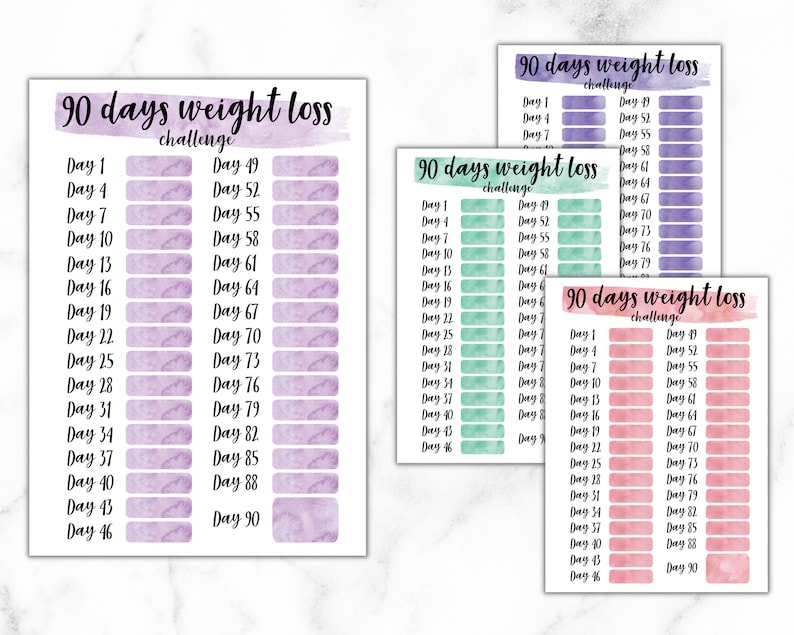 Printable 90 Day Weight Loss Challenge Tracker. 4 X Digital 3 Etsy UK