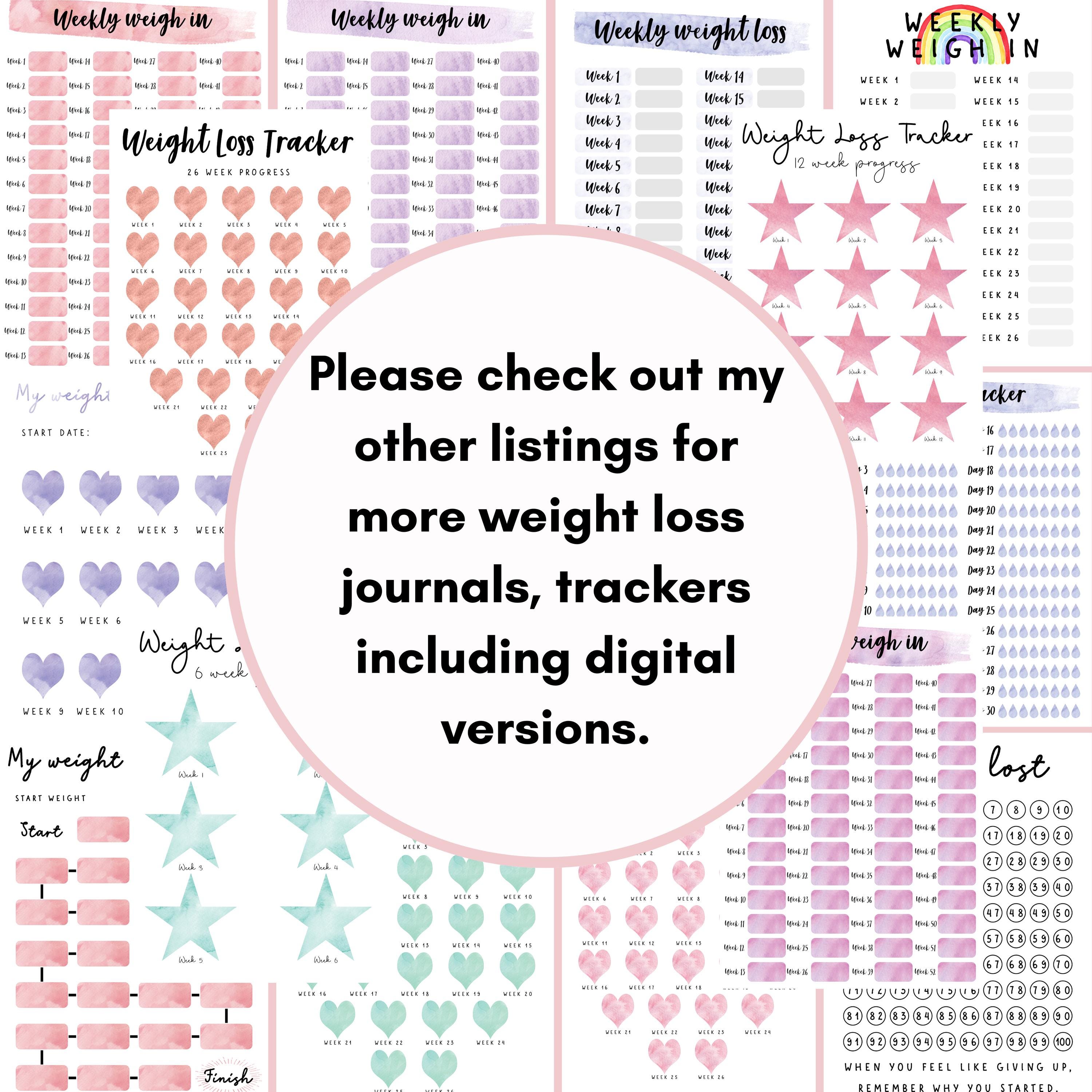 GLP 1 Weight Loss Tracker Printable | Mounjaro Weekly Progress Chart ...