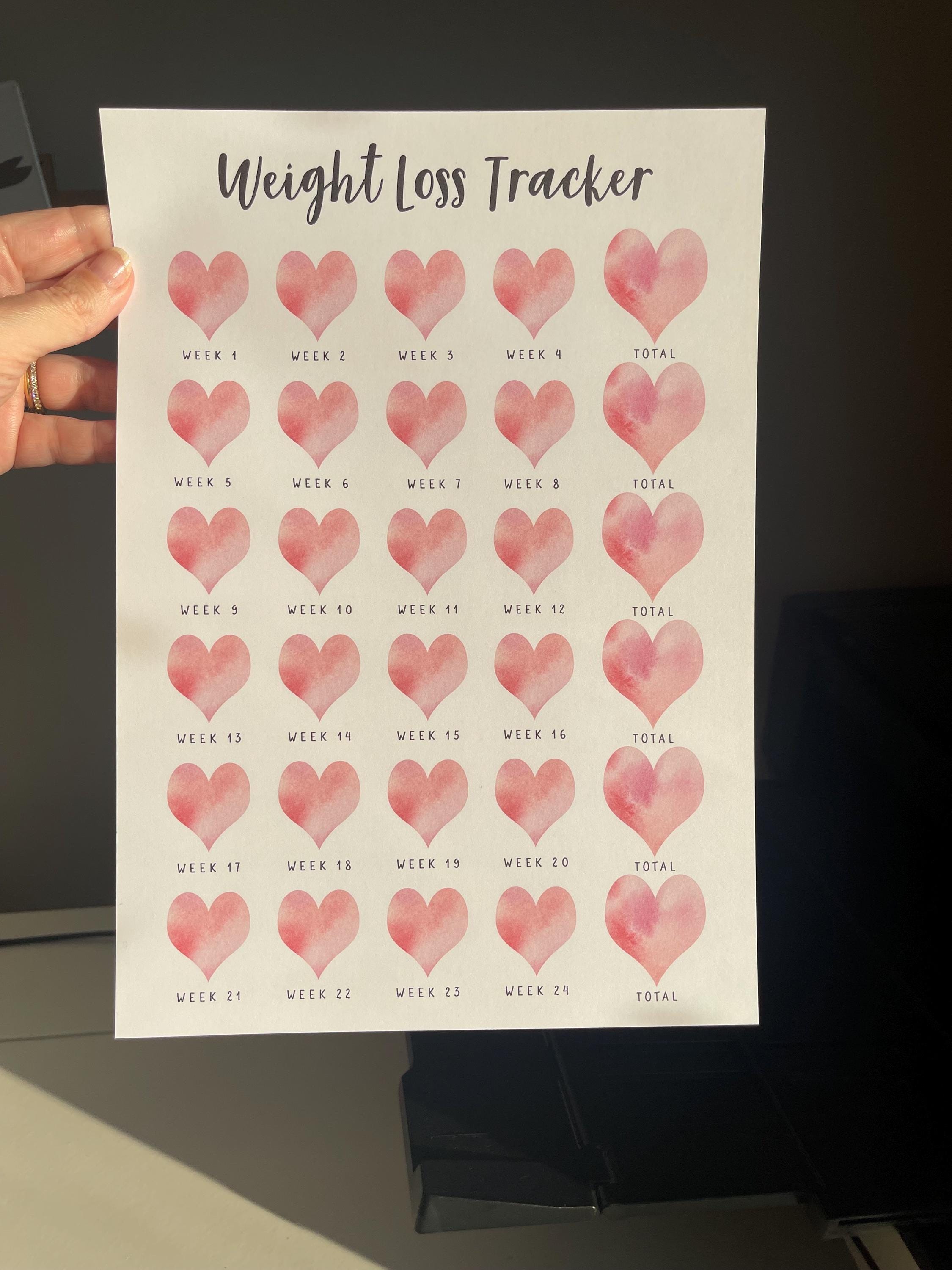 24 Week Weight Loss Tracker Print. Weekly WeightLoss Tracker 6 Month Print. Weekly Weight Loss Tracker, Weight Loss Chart, Weight Loss Print