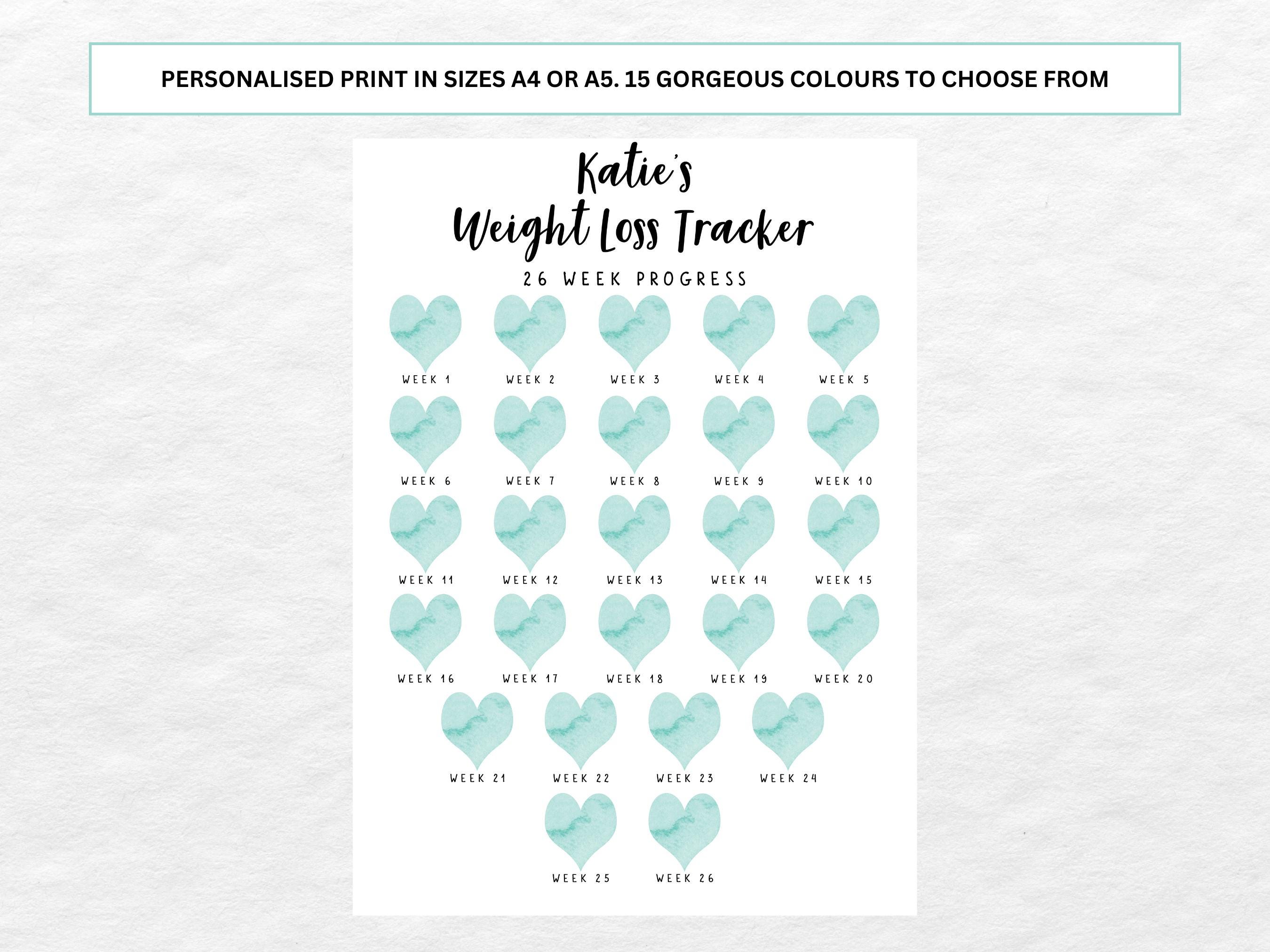 Personalized Heart Weight Loss Tracker Print, 26 Week Progress Chart - Etsy