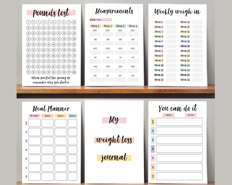 Weight Loss Journal. Printable Digital Weight Loss Journal Etsy