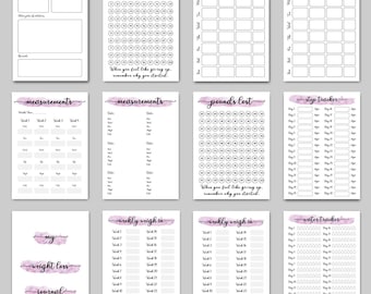 WEIGHT LOSS JOURNAL. Printable Digital Weight Loss Journal. Weight Loss Chart, Measurements, Weekly Weigh In, Food Diary Meal Planner & More