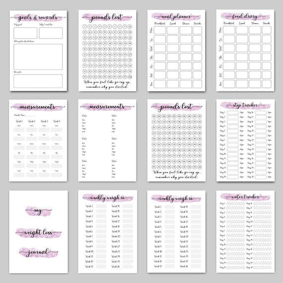 WEIGHT LOSS JOURNAL. Printable Digital Weight Loss Journal. Etsy