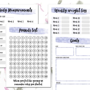 Printable Weight Loss Tracker Journal. Digital Weight Loss Chart, Wkly Weigh In, Measurement Tracker, Goal Setting Weight Watchers Slimming