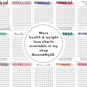 Printable annual WEIGHT LOSS TRACKER. 5 x Digital Weekly Weight Tracker, Weekly Weigh In, Measurement Tracker. 12 Month Weight Loss Chart. image 7