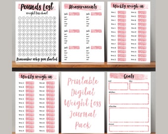 Printable Weight Loss Tracker, Printable Weight Loss Journal. Complete Printable Digital PDF. Weight Loss Planner, Weight Loss Journey