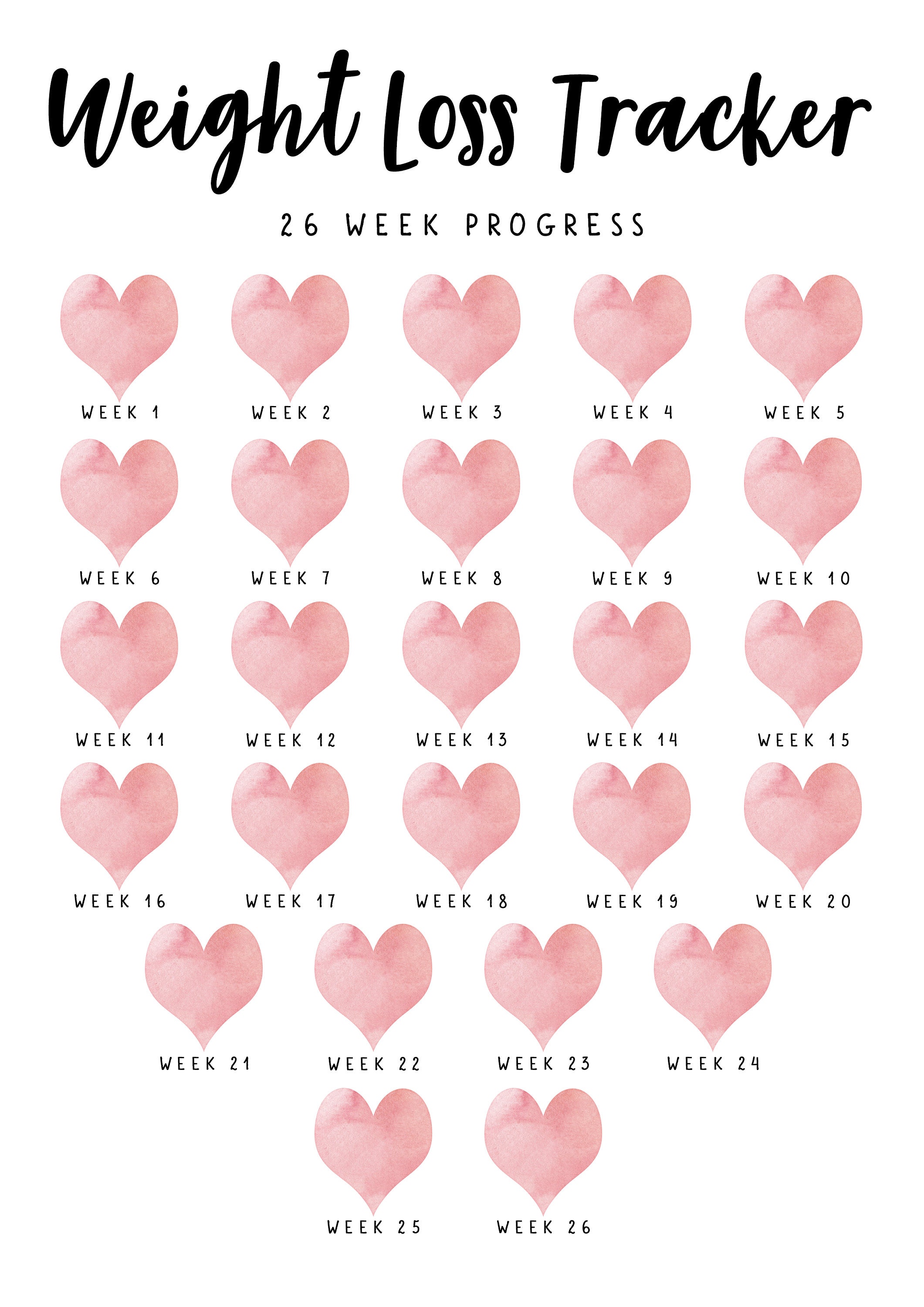 Printable Weight Loss Tracker. 5 X Digital Weekly Weight - Etsy