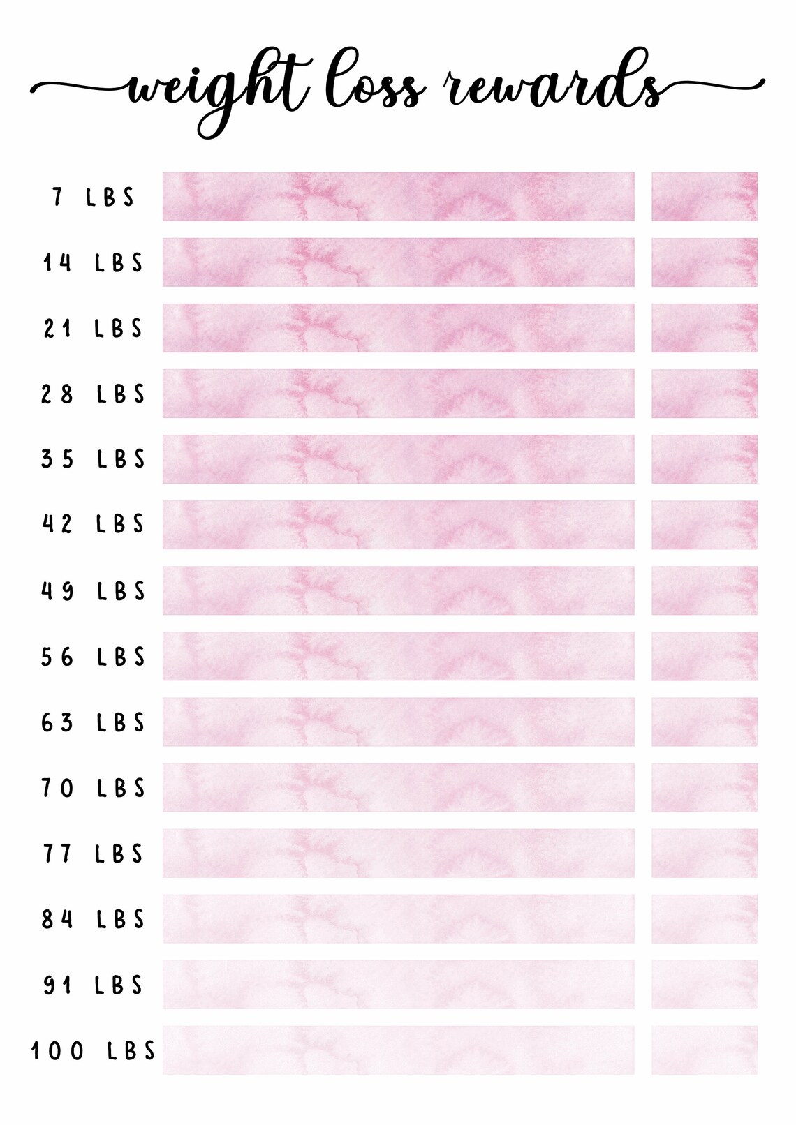 Printable Weight Loss Tracker Rewards. 4 X Digital 100 Lbs - Etsy